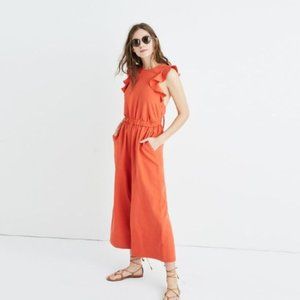 Big price drop!! Ulla Johnson Viola Linen Wide Leg Jumpsuit Sz 2 Orange Chili